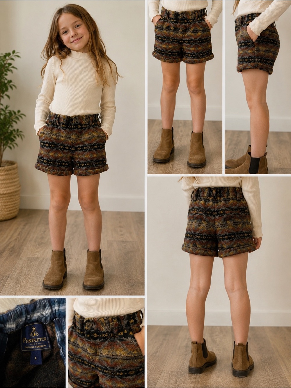 Rare Pendleton x Opening Ceremony Kids Wool Blend Southwestern Shorts Size L